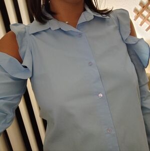 Open shoulder button up